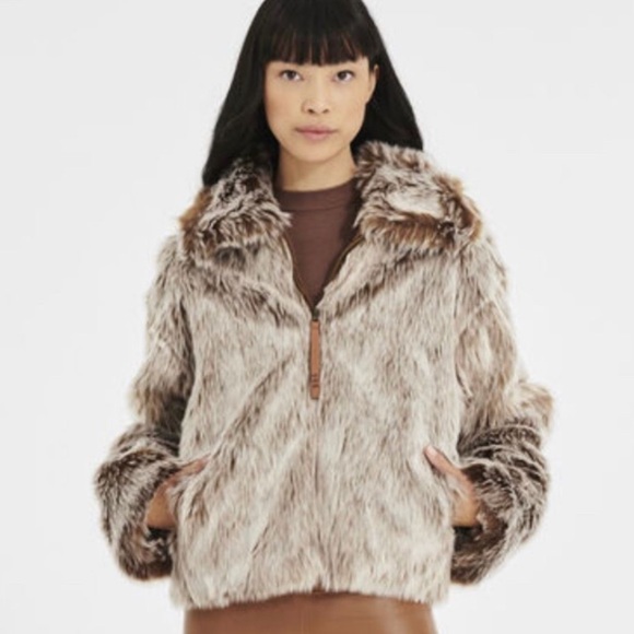 NWT UGG Kali Faux Fur Jacket Beachwood Size L Cozy Luxe - Picture 4 of 11